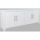 Gramercy 79" 4 Door Chevron Accent Cabinet in Brushed Blanc White